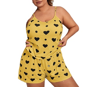 Camisón de satén de seda de talla grande personalizado para mujer, pijama informal para el hogar, pantalones cortos de verano, Conjunto de pijama de satén de dos piezas con logotipo personalizado - Product Image 1