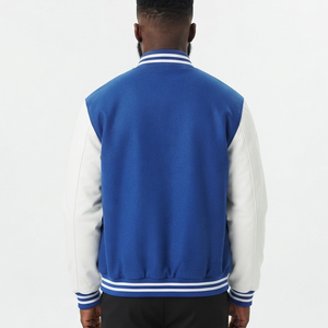 Fabricant OEM, vestes de baseball personnalisées de qualité supérieure, vente en gros, veste d'hiver en laine avec manches en cuir, veste bomber varsity pour hommes - Product Image 3