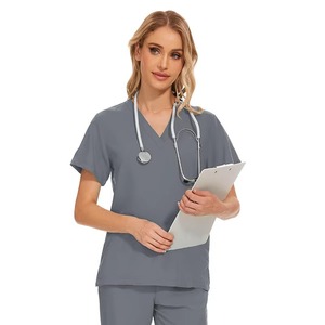 Wholesale High Quality Fashion Unisex Hospital Scrub Suit Knitted Spandex/Polyester Stretch Needle Detection Pakistan Gradient - Product Image 4