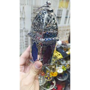 Lanterne de thé marocaine faite à la main commerce équitable support de lumière éthique éclairage décoratif en verre sur pied - Product Image 3