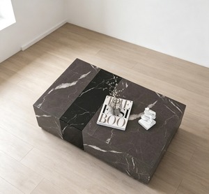Modern Marble Coffee <b>Table</b> Minimalist Design Living Room Furniture Decorative <b>Stone</b> <b>Top</b> Rectangular Shape - Product Image 1