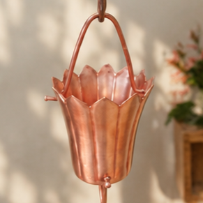 Chaîne de pluie décorative en cuivre pour seau suspendu, style simple, jardin extérieur - Product Image 3