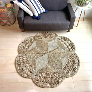 Tapis de jacinthe d'eau de salon traditionnel écologique fait à la main tapis de fleur de jonc de mer de couleur unie tissé lavable en gros - Product Image 1