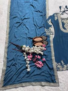 Conjunto de 3 Piezas para Mujer, Estilo Festivo, en Seda Chinon Pesada con Bordado, Incluye Pantalón y Dupatta, de Secado Rápido, Ideal para Fiestas - Product Image 5