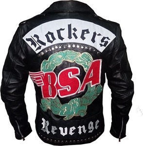 Men Rocker Style Genuine Leather <b>Biker</b> <b>Jacket</b> Vintage Motorcycle <b>Jacket</b> - Product Image 1