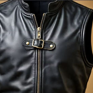 Gilet artisanal pour homme en cuir véritable noir, écologique, respirant, style décontracté hiver, type cowboy ou motard, qualité supérieure Western Champ - Product Image 3