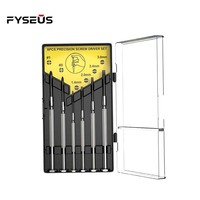 Jeu de tournevis magnétiques de précision Fyseus Mini, 6 pièces, qualité DIY, manches en acier et plastique, emballé dans une boîte, pour la réparation de montres et de lunettes