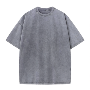 T-shirt vintage délavé à l'acide pour homme, en coton épais 230g, coupe ample rétro oversize, épaules tombantes, haut décontracté à manches courtes - Product Image 3