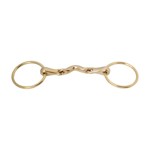 Bridon d'entraînement robuste en acier inoxydable à anneau lâche et bouche plate avec détail en cuivre, réutilisable pour l'équitation - Product Image 1