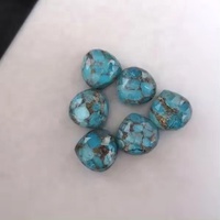 Pierre précieuse cabochon plate en turquoise cuivre bleu naturel de haute qualité de 13 mm, provenant d'un fabricant en gros au prix d'usine