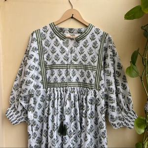 เดรสยาวสไตล์โบฮีเมียนลำลองขายดีปี 2026 คอกลม แขนยาว ลายดอกไม้ ผ้าฝ้าย 100% สำหรับผู้หญิง - Product Image 1