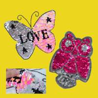 Patchs à sequins personnalisés OEM en gros, thermocollants pour décorations de vêtements, chapeaux, sacs à dos, formes personnalisées cœur et fruits