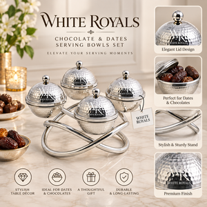 Bols à bonbons en métal sculpté avec des dessus en dôme martelé et une base artistique | Service de table élégant pour dattes, chocolats, noix, bonbons, fruits secs - Product Image 5