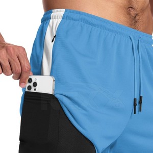 Pantalones Cortos de MMA Azules para Hombre, Doble Capa, Secado Rápido, Corte Regular, Ropa de Entrenamiento - Product Image 1