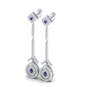 REYES Exquisite 925 Sterling Silver Pear Cut 0.26Ct <b>Blue</b> <b>Sapphire</b> Gemstone Drop <b>Earrings</b> GRA Certified Moissanite <b>Earrings</b> - Product Image 3