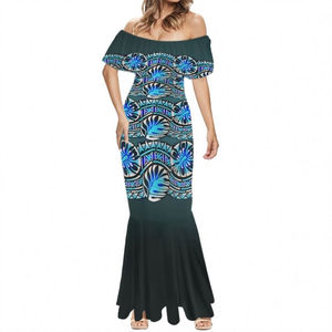 เดรสยาวลำลองสำหรับผู้หญิง แขนสั้น ลายดอกไม้ ทรงเมอร์เมด สไตล์เดรสยาวแบบเม็กซิกัน - Product Image 3