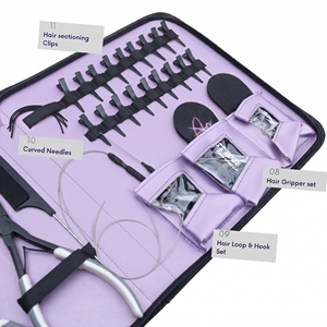 Kit d'outils professionnels pour extensions de cheveux à micro-anneaux, pince à sertir les perles, outil de suppression, outil de pressage pour extensions à bandes, coupe-adhésif, crochet et boucle - Product Image 4