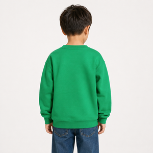 Pull-over en tricot pour enfants, motif de Noël, col rond, imprimé vert sapin et Père Noël, manches longues, 100% coton, coupe-vent, sweat-shirt décontracté pour l'hiver - Product Image 2