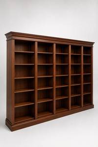 Librero de Madera de Teca Color Nogal Oscuro, Librero Grande con Múltiples Columnas y Estantes Abiertos - Product Image 1