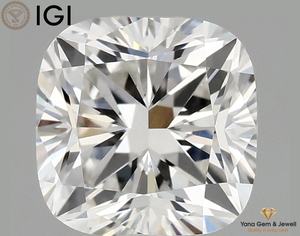 เพชร CVD ทรงสี่เหลี่ยมคุชชั่น น้ำหนัก 1.00 กะรัต ได้รับการรับรองจาก IGI สี F ความสะอาดระดับ VS2 สำหรับเครื่องประดับสั่งทำพิเศษ - Product Image 1