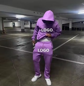 Conjunto Deportivo Unisex Morado, Sudadera con Capucha y Pantalones, Color Sólido, Casual, Cierre con Cordón, Corte Regular, Secado Rápido para Verano - Product Image 5