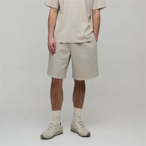 Shorts Bermuda en Coton Beige Uni pour Hommes, Taille Élastique, Décontractés, Respirants, Taille Moyenne, avec Poches, Shorts de Haute Qualité pour Unisexe - Product Image 1