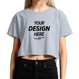 Camiseta Corta para Mujer, Cuello Redondo, Color Sólido, Corte Holgado, Informal, Verano, 100% Algodón - Product Image 1