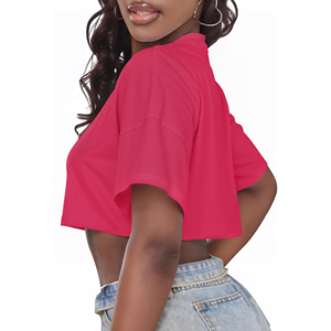 Camiseta corta elegante para mujer, con estampado personalizado, de algodón, estilo streetwear, manga corta, top de verano para la moda diaria. - Product Image 6