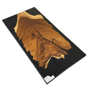 공장 도매 라이브 가장자리 에폭시 수지 식탁 단단한 호두 나무 슬래브 테이블 상판 재고 2.5*2.5 피트 식당 세트