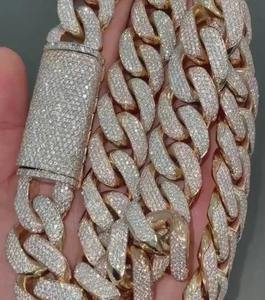 Collier chaîne cubaine plaqué or rose avec moissanite, bijoux de luxe hip-hop en argent 925 pour cadeau de fiançailles - Product Image 5