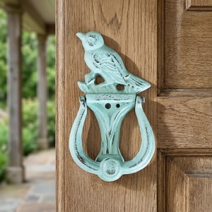 Rustic Aqua Bird Door Knocker Zinc Alloy Durable Outdoor Design - Product Image 3
