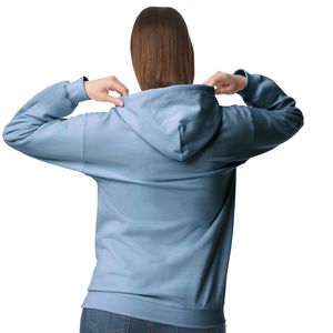 Light Blue Womens Pullover Hoodie <b>Long</b> Sleeve Fleece <b>Sweatshirt</b> Kangaroo Pocket Casual Customized Logo Wholesale Hooded Top - Product Image 2
