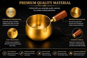Stainless Steel Mini Sauce Pan Wooden Handle Non Stick Induction Base Modern <b>Small</b> Cooking <b>Pot</b> for Camping Tea Coffee Milk - Product Image 4