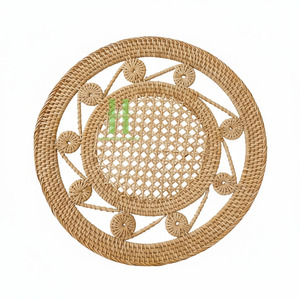 Eco-friendly Bamboo Charger Plate <b>Wall</b> Decoration Flower Placemat Home <b>Table</b> Mats OEM Vietnam Bohemian Style 33/35cm Diameter - Product Image 4