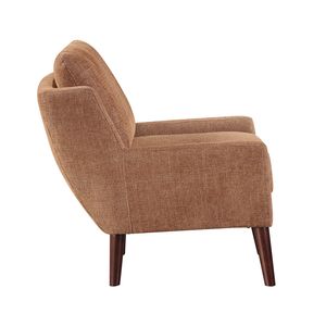 Poltrona Arancione con Gambe in Legno Massello, Rivestimento in Ciniglia, Stile Contemporaneo per Soggiorno - Product Image 4