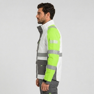 <b>Winter</b> Safety Hooded Safety <b>Jacket</b> Wholesale Custom Logo Construction High Visibility Reflective <b>Waterproof</b> Canvas Stand Collar - Product Image 6