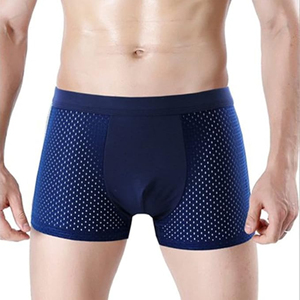 Boxer Briefs pour Hommes en Spandex Tricoté, Taille Basse, Respirant, Rayé, Doux, Bleu - Product Image 1