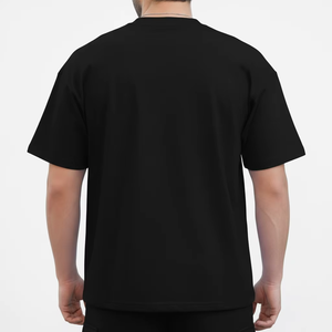 Men's Black Casual Two Piece <b>Set</b> Crew Neck T-Shirt And Cargo Shorts Solid Color Breathable <b>Knitted</b> Summer Wear - Product Image 3