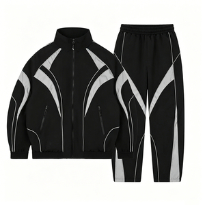 Wholesale Men Windbreaker Tracksuit 2 Piece Nylon <b>Zipper</b> <b>Jacket</b> And Pants Sublimation Design Custom Sportswear Outfit - Product Image 2