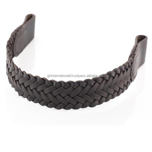 Banda de cejas de caballo de cuero inglés de alta calidad con superposición de diseño de tejido banda de cejas de brida de forma recta para caballos - Product Image 2