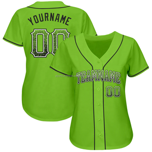 Maillot de baseball personnalisé tendance Drift vert néon noir-blanc, le plus vendu pour les équipes - Product Image 1