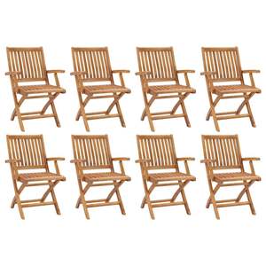 Set di 8 Sedie da Giardino in Legno di Teak Massiccio, Design Pieghevole Standard - Product Image 1