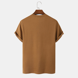 Trendy Men's T-Shirt Cotton Knitted Regular Fit O-Neck Tee Breathable Quick Dry Comfortable Daily Wear Custom - Product Image 2