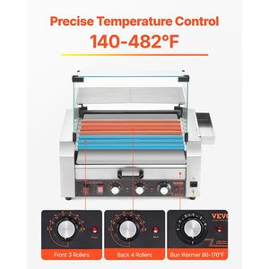 18 Hot Dog 7 rullo Grill elettrico fornello 1200W panino copertura per uso cucina - Product Image 3