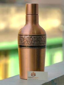 Botella de Agua de Cobre con Diseño Bohemio de Árbol en Negro y Dorado, Portátil para Uso Doméstico - Product Image 3