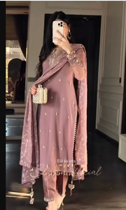 Traje Salwar Plazzo de Georgette Sintética Premium para Mujer con Bordado Intenso, Vestido Tradicional Elegante para Bodas y Festividades - Product Image 3