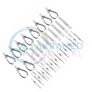 Kit d'instruments chirurgicaux manuels Akramed pour podologie, 40 pièces, avec ressorts cylindriques, certifié CE ISO13485, pour soins des pieds et des ongles - Product Image 5