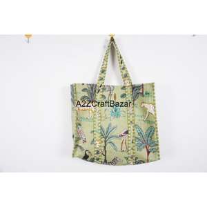 Bolso Tote Hecho a Mano en India, 100% Algodón, con Rayas, Asa Larga, para Mujer, Ecológico, Grande, Hecho en Rajastán - Product Image 2