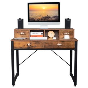 Scrivania per Computer in Legno Antico con Due Cassetti Piccoli e Due Grandi per Studio - Usata XH - Product Image 2