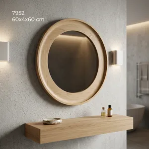 Wooden <b>Round</b> <b>Mirror</b> Frame Rustic Natural Wood Wall Mounted Decorative <b>Mirror</b> for Bedroom <b>Bathroom</b> Living Room - Product Image 4